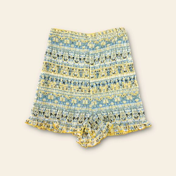 Intimately Free People Dream State Shorts Size XS Ruched Yellow Smocked Boho - Picture 1 of 9